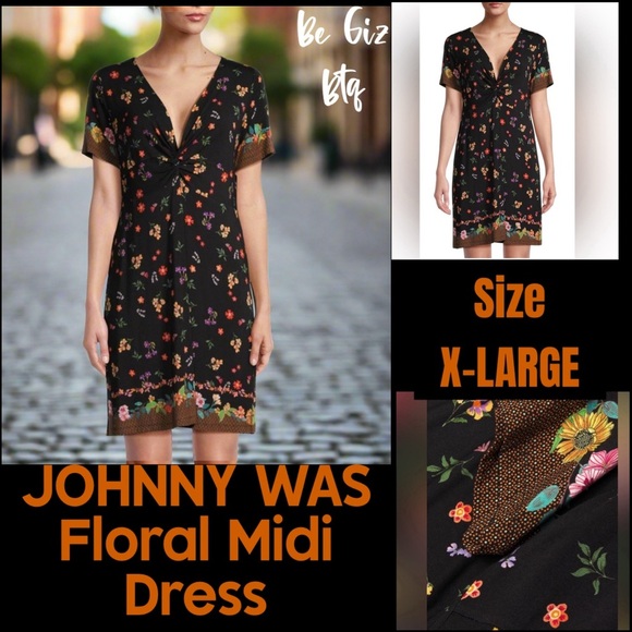 NWT Johnny Was Nani Twist Floral Front Swing Midi Dress Size X Large - Picture 1 of 11